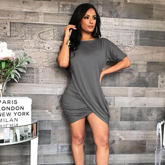 Momani Boutique Dresses & Skirts - Sexy Solid O-Neck Short Sleeve Mini Dress